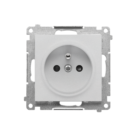 SIMON 55 MODUŁ ALUMINIUM MAT GNIAZDO 1X Z/U Z PRZESŁONAMI ZACISKI SPRĘŻYNOWE 16A 250V