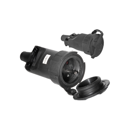 GNIAZDO PRZENOŚNE 1F GUMOWE 3X IP44 CZARNY