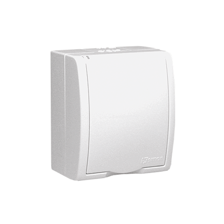 SIMON AQUARIUS BIAŁY GNIAZDO NT 1X Z/U Z KLAPKĄ IP54 ZACISKI ŚRUBOWE 16A 250V