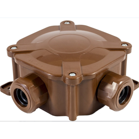 11P A.0035BR PUSZKA INSTALACYJNA NT 75X75X33 IP67 4 DŁAWIKI BRĄZOWA