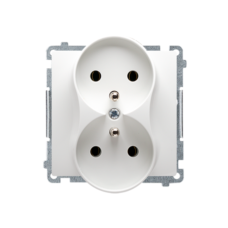 SIMON BASIC MODUŁ BIAŁY GNIAZDO 2X Z/U Z PRZESŁONAMI ZACISKI ŚRUBOWE 16A 250V