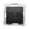 SIMON 54 MODUŁ CZARNY MAT GNIAZDO KOMPUTEROWE 2X UAE 8 CAT.6 UTP Z OSŁONĄ PRZECIWKURZOWĄ PŁASKIE