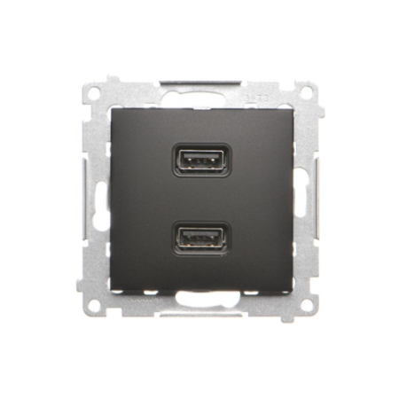 SIMON 54 MODUŁ CZARNY MAT ŁADOWARKA 2X USB A+A 5V DC 230V 2.1A