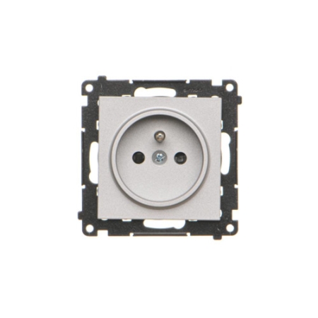 SIMON 55 MODUŁ ALUMINIUM MAT GNIAZDO 1X Z/U Z PRZESŁONAMI ZACISKI SPRĘŻYNOWE 16A 250V