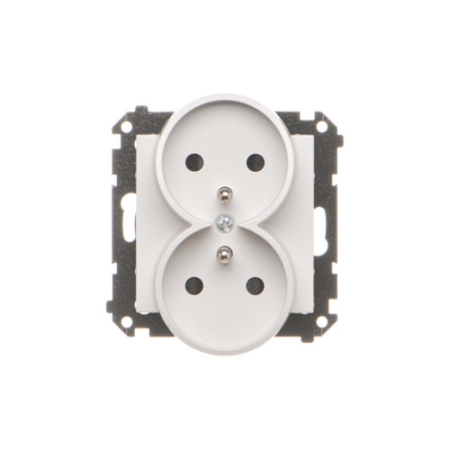SIMON 55 MODUŁ SZARY GNIAZDO WTYCZKOWE 2X Z/U Z PRZESŁONAMI ZACISKI SPRĘŻYNOWE 16A 250V