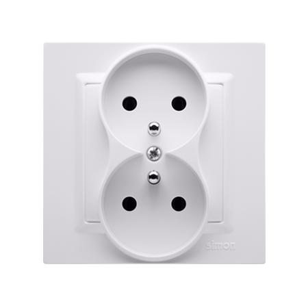 SIMON 10 BIAŁY GNIAZDO Z/U 2X ZACISKI ŚRUBOWE 16A 250V