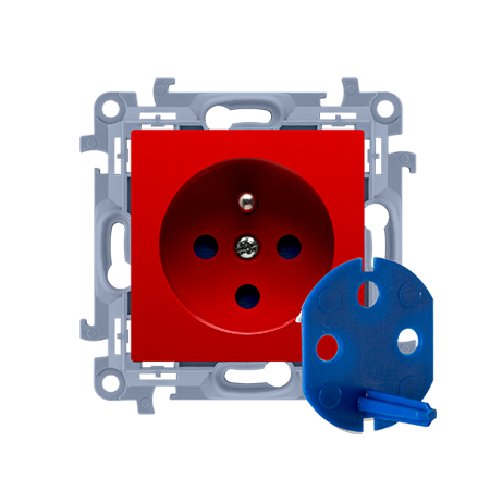SIMON 10 MODUŁ CZERWONY GNIAZDO 1X Z/U DATA Z KLUCZEM ZACISKI ŚRUBOWE 16A 250V