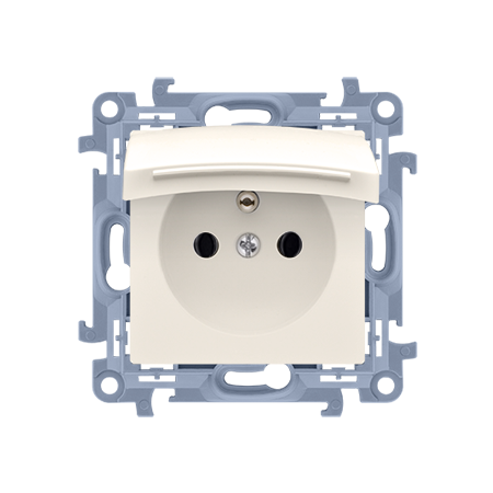 SIMON 10 MODUŁ KREM GNIAZDO 1X Z/U Z KLAPKĄ IP44 ZACISKI ŚRUBOWE 16A 250V