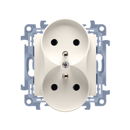SIMON 10 MODUŁ KREM GNIAZDO 2X Z/U ZACISKI ŚRUBOWE 16A 250V