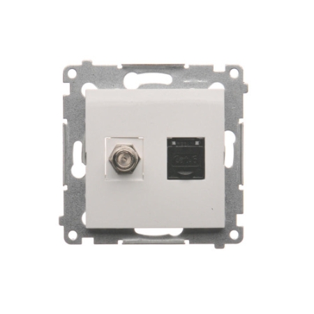 SIMON 54 MODUŁ BIAŁY GNIAZDO TV TYP F + GNIAZDO KOMPUTEROWE 1X UAE 8 CAT.6 FTP PŁASKIE