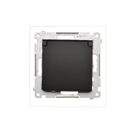 SIMON 54 MODUŁ CZARNY MAT GNIAZDO 1X Z/U Z PRZESŁONAMI Z KLAPKĄ IP44 ZACISKI ŚRUBOWE 16A 250V