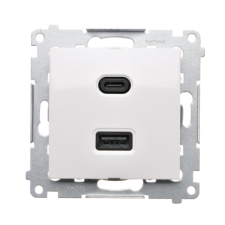 SIMON 54 MODUŁ BIAŁY ŁADOWARKA 2X USB C+A QUICK CHARGE 5/9/12V 3.1A 5V DC 230V
