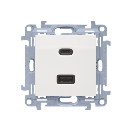 SIMON 10 MODUŁ BIAŁY ŁADOWARKA 2X USB C+A ZACISKI ŚRUBOWE 30W 230V