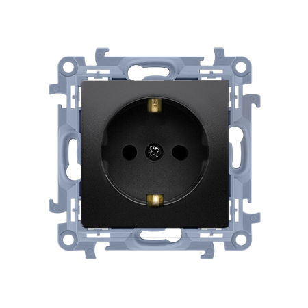 SIMON 10 MODUŁ  CZARNY MAT GNIAZDO 1X SCHUKO ZACISKI ŚRUBOWE 16A 250V
