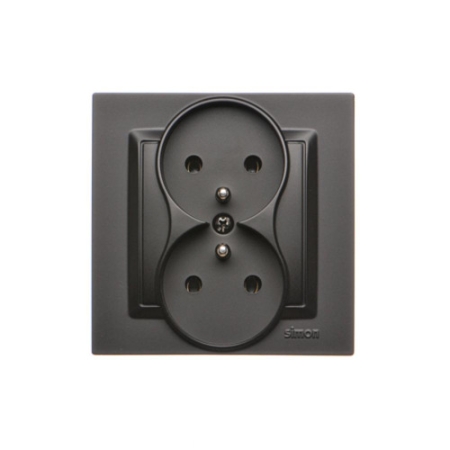 SIMON 10 CZARNY MAT GNIAZDO Z/U 2X ZACISKI ŚRUBOWE 16A 250V