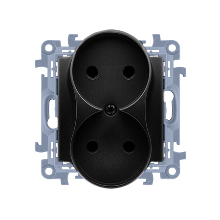 SIMON 10 MODUŁ CZARNY MAT GNIAZDO 2X B/U ZACISKI ŚRUBOWE 16A 250V