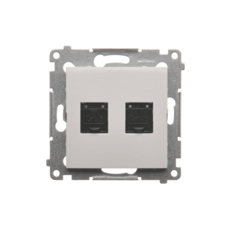 GNIAZDO KOMPUTEROWE 2X UAE 8 CAT.6 UTP Z OSŁONĄ PRZECIWKURZOWĄ