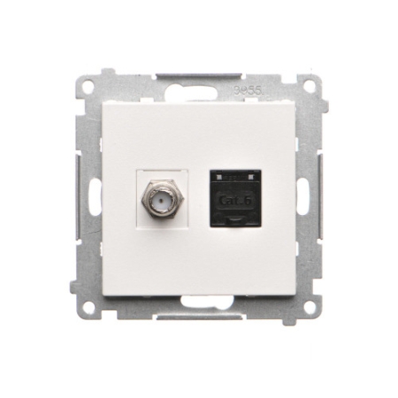 SIMON 55 MODUŁ BIAŁY MAT GNIAZDO TV TYP F+ GNIAZDO KOMPUTEROWE 1X UAE 8 CAT.6 UTP