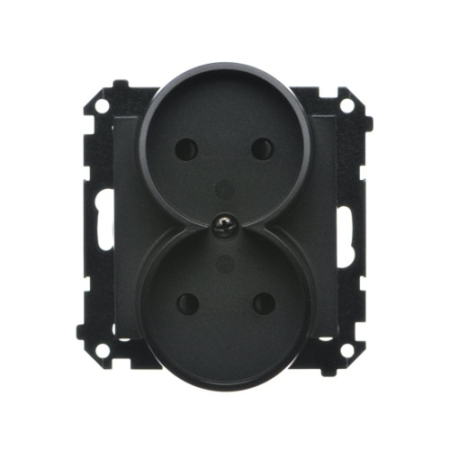 SIMON 55 MODUŁ CZARNY MAT GNIAZDO 2X B/U Z PRZESŁONAMI ZACISKI SPRĘŻYNOWE 16A 250V