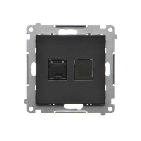 SIMON 55 MODUŁ CZARNY MAT GNIAZDO KOMPUTEROWE 1X UAE 8 CAT.6 UTP Z PRZESŁONĄ PRZECIWKURZOWĄ PŁASKIE