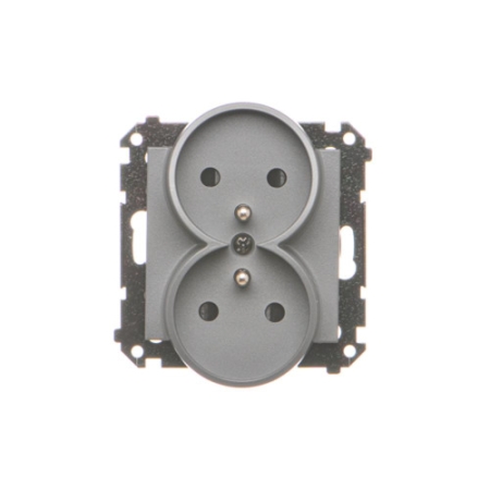 SIMON 55 MODUŁ GRAFITOWY MAT GNIAZDO WTYCZKOWE 2X Z/U Z PRZESŁONAMI ZACISKI SPRĘŻYNOWE 16A 250V