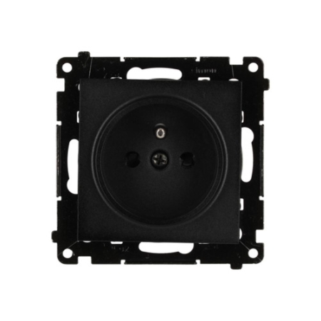 SIMON 55 MODUŁ CZARNY MAT GNIAZDO 1X Z/U Z PRZESŁONAMI ZACISKI SPRĘŻYNOWE 16A 250V