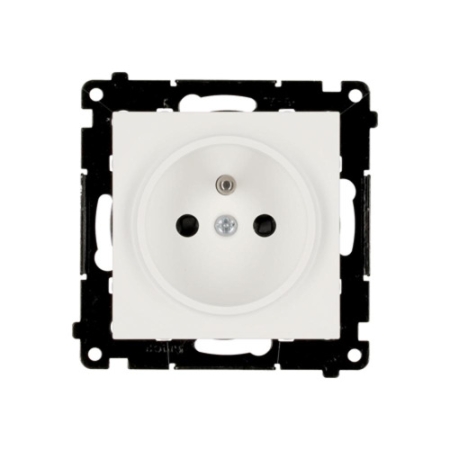 SIMON 55 MODUŁ BIAŁY MAT GNIAZDO 1X Z/U Z PRZESŁONAMI ZACISKI SPRĘŻYNOWE 16A 250V