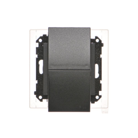 SIMON 55 MODUŁ CZARNY MAT GNIAZDO 2X Z/U Z KLAPĄ IP44 ZACISKI SPRĘŻYNOWE 16A 250V