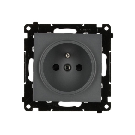 SIMON 55 MODUŁ GRAFIT MAT GNIAZDO 1X Z/U Z PRZESŁONAMI ZACISKI SPRĘŻYNOWE 16A 250V