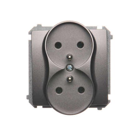 SIMON BASIC MODUŁ INOX GNIAZDO 2X Z/U ZACISKI ŚRUBOWE 16A 250V