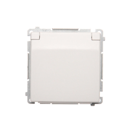 SIMON BASIC MODUŁ BIAŁY GNIAZDO 1X Z/U Z PRZESŁONAMI Z KLAPKĄ IP44 ZACISKI ŚRUBOWE 16A 250V