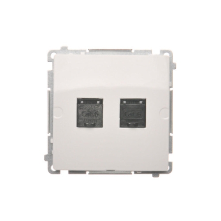 SIMON BASIC MODUŁ BIAŁY GNIAZDO KOMPUTEROWE 2X UAE 8 CAT.6 UTP PŁASKIE Z PRZESŁONĄ PRZECIWKURZOWĄ