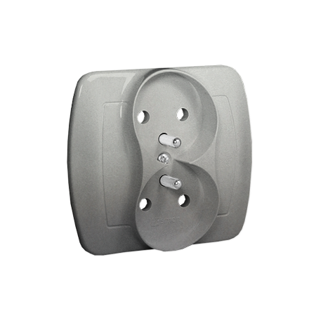 SIMON AKORD SREBRNY GNIAZDO 2X Z/U ZACISKI ŚRUBOWE 16A 250V