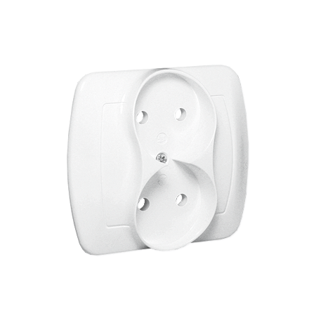 SIMON AKORD BIAŁY GNIAZDO 2X B/U ZACISKI ŚRUBOWE 16A 250V