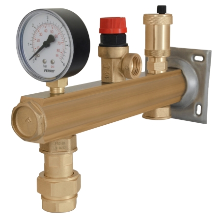 GRUPA BEZPIECZEŃSTWA C.O. 3 BAR Z SZYBKOZŁĄCZEM DO NACZYNIA PRZEPONOWEGO