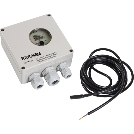 AT-TS-13 TERMOSTAT NT -5ST C - +15ST C 230V AC IP65 Z POMIAREM TEMPERATURY RUROCIĄGU LUB OTOCZENIA