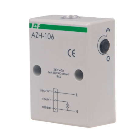 AZH-106 AUTOMAT ZMIERZCHOWY NT 16A 2-1000LX 230V AC IP65 CZUJNIK ŚWIATŁOCZUŁY WEW PRZYŁĄCZE KABLOWE