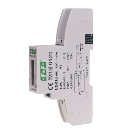 LE-01D LICZNIK ENERGII CYFROWY 1F 5A / 50A 1M 230V AC MID
