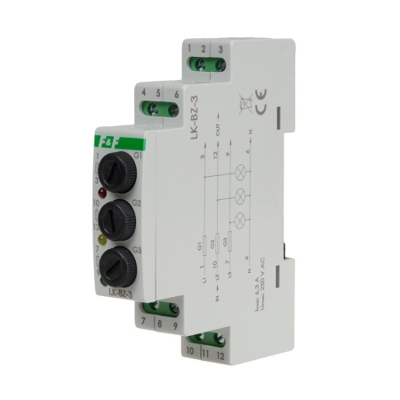 LK-BZ-3K LAMPKA SYGNALIZACYJNA MODUŁOWA 3X LED 1M 230V+N Z ZABEZPIECZENIEM CZERWONY/ ŻÓŁTY/ ZIELONY