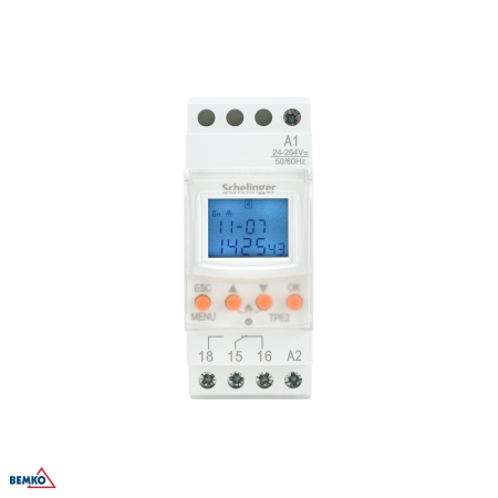 ZEGAR STERUJĄCY CYFROWY TYGODNIOWY 7D NA SZYNĘ SCHELINGER