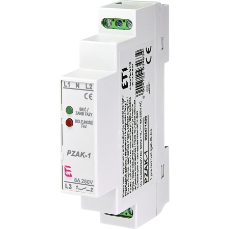 PZAK-1 PRZEKAŹNIK ZANIKU, ASYMETRII I KOLEJNOŚCI FAZ 8A 1Z 400V EVE