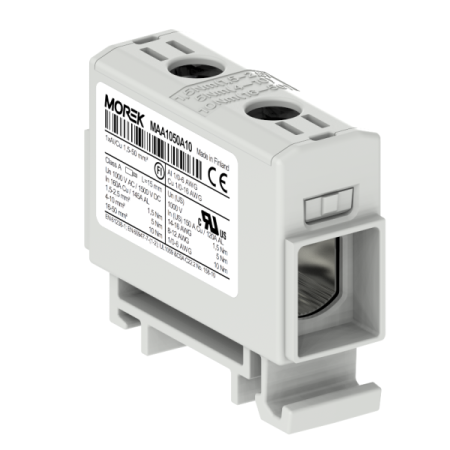 ZŁĄCZKA SZYNOWA PRZELOTOWA 1X AL/CU 1.5-50.0MM2 1000V AC/ 1500V DC ZACISK UNIWERSALNY SZARY