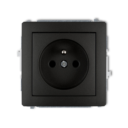 DECO MODUŁ CZARNY MAT GNIAZDO 1X Z/U Z PRZESŁONAMI ZACISKI ŚRUBOWE 16A 250V