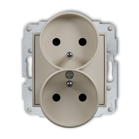 MINI MODUŁ TAUPE GNIAZDO 2X Z/U Z PRZESŁONAMI ZACISKI ŚRUBOWE 16A 250V