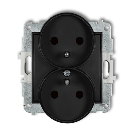 MINI MODUŁ CZARNY MAT GNIAZDO 2X Z/U Z PRZESŁONAMI ZACISKI ŚRUBOWE 16A 250V