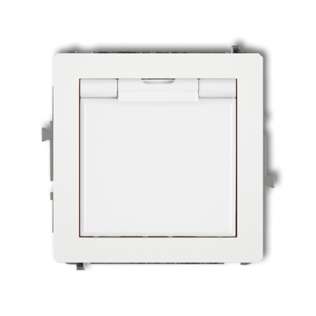 DECO MODUŁ BIAŁY GNIAZDO 1X Z/U Z PRZESŁONAMI Z KLAPKĄ IP44 ZACISKI ŚRUBOWE 16A 250V