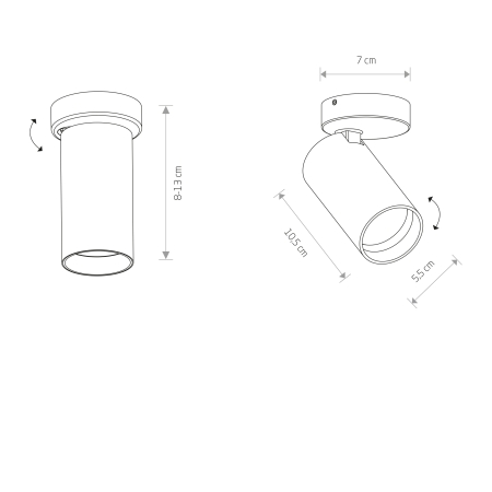 MONO CZARNY OPRAWA SUFITOWA SPOT NT 1X GU10/ 10W IP20 STAL LAKIEROWANA/ TWORZYWO ABS PROM.