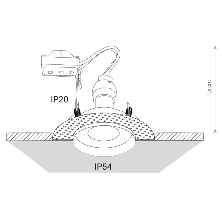 ECHO BIAŁY OPRAWA SUFITOWA SPOT PT 1X GU10/ 15W IP54/20 ALUMINIUM LAKIEROWANE/ SZKŁO