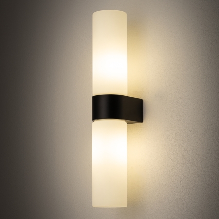 NATALIE II BLACK CZARNY/ BIAŁY OPRAWA ŚCIENNA KINKIET NT 2XG9/ 10W IP44 ALUMINIUM/ SZKŁO