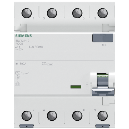 5SV4 40A/ 30MA/AC 4P WYŁĄCZNIK RÓŻNICOWY 40A 30MA 4M AC 10KA